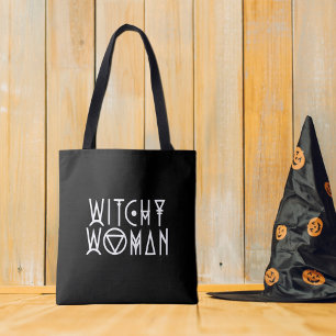 Bolso De Tela Mujer bruja se burla de Halloween Bruja negra