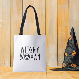 Bolso De Tela Mujer bruja se burla de Halloween Bruja negra
