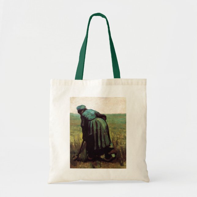 Bolso De Tela Mujer campesina cavando por Vincent van Gogh (Frente)