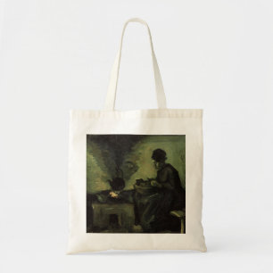 Bolso De Tela Mujer campesina por chimenea de Vincent van Gogh