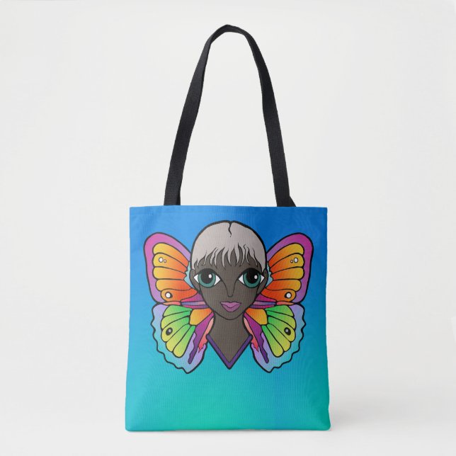 Bolso De Tela Mujer Con Alas De Mariposa (Anverso)
