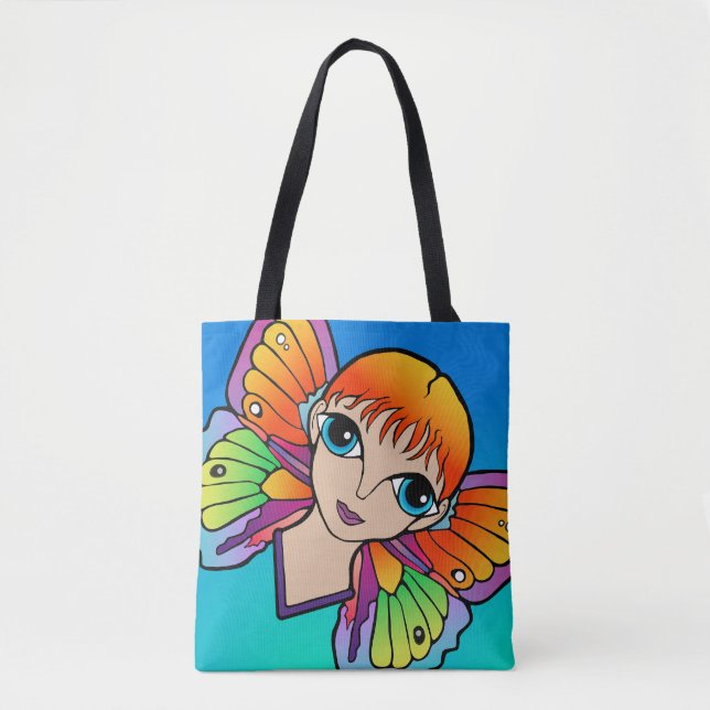 Bolso De Tela Mujer Con Alas De Mariposa (Anverso)