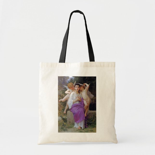 Bolso De Tela Mujer con Cupido, Bouguereau (Frente)