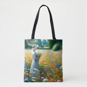 Bolso De Tela Mujer con flores en una casa