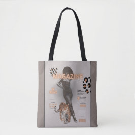 Bolso De Tela Mujer con Tote afro y leopardo