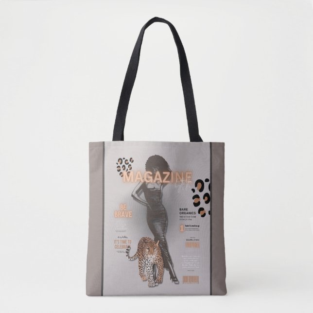 Bolso De Tela Mujer con Tote afro y leopardo (Anverso)