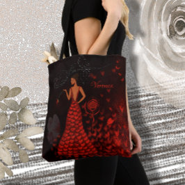 Bolso De Tela Mujer con vestido rojo Artístico