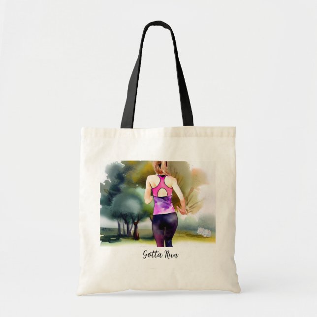 Bolso De Tela Mujer corriendo en el parque (Frente)