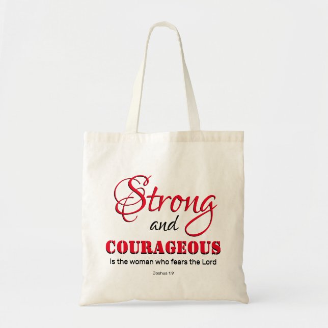 Bolso De Tela MUJER cristiana FUERTE Y VALIENTE (Frente)