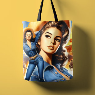 Bolso De Tela Mujer de campo con jeans vintage