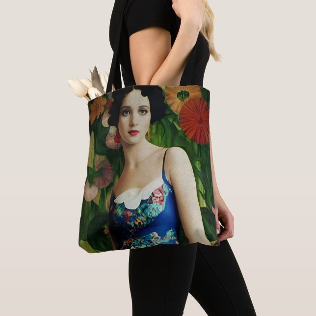 Bolso De Tela Mujer de estilo Art Déco elegante con grandes flor (Detalle)
