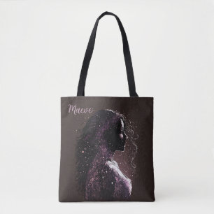 Bolso De Tela Mujer de las estrellas morado y marrón
