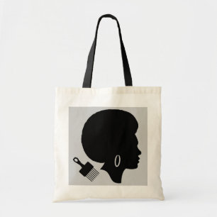 BOLSO DE TELA MUJER DE PELO AFRO NATURAL CON ROPA AFRO