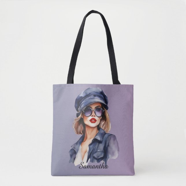 Bolso De Tela Mujer elegante con Gorra (Anverso)
