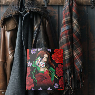 Bolso De Tela Mujer Elegante Máscara Veneciana Rojo Verde