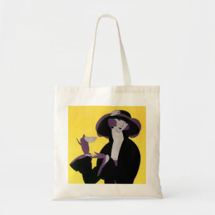 Bolso De Tela Mujer elegante vintage bebiendo té de la tarde