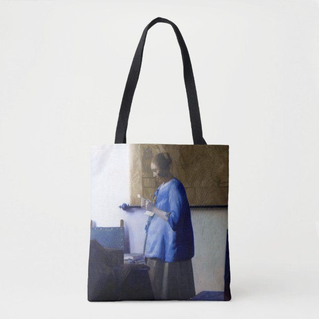 Bolso De Tela Mujer en azul, Johannes Vermeer (Anverso)