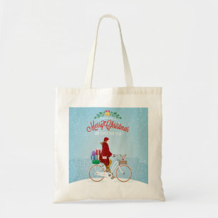 Bolso De Tela Mujer en bicicleta en Navidades de invierno