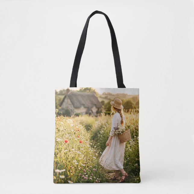 Bolso De Tela Mujer en Campo de Trigo (Anverso)