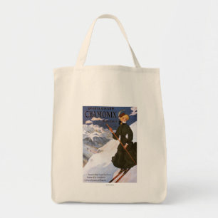 Bolso De Tela Mujer en poster verde del esquí