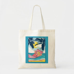 Bolso De Tela Mujer en una hamaca en la playa