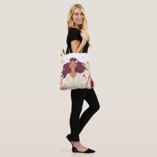 Bolso De Tela Mujer estética feliz con flores