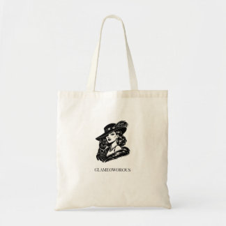 Bolso De Tela Mujer Glamurosa con Ilustración de Moda de Gato