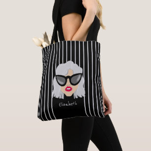 Bolso De Tela Mujer Guay gris-haitiana con nombre personalizado 
