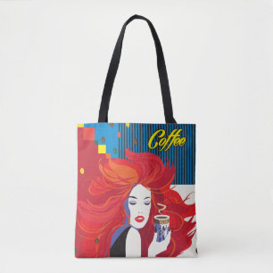 Bolso De Tela "Mujer hermosa de la moda con arte pop de la taza