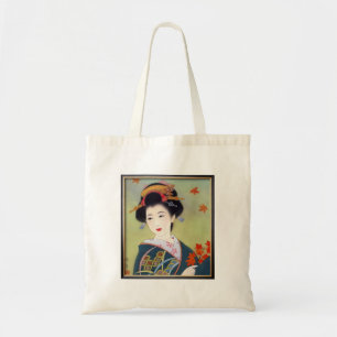 Bolso De Tela Mujer japonesa en kimono azul