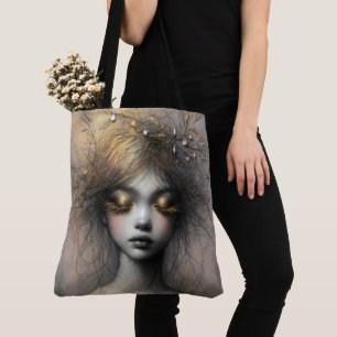 Bolso De Tela Mujer Joven Con Ojos De Oro