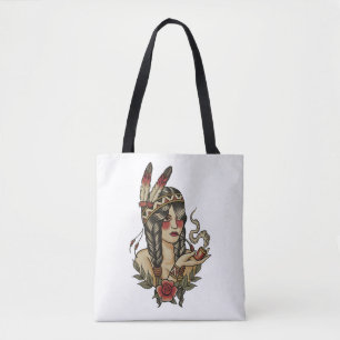 Bolso De Tela Mujer joven del nativo americano