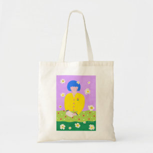 Bolso De Tela Mujer leyendo en el jardín