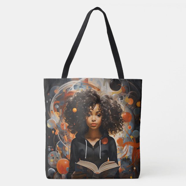 Bolso De Tela Mujer leyendo un regalo de cumpleaños de libro (Anverso)
