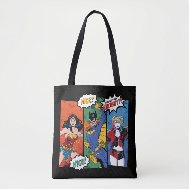 Bolso De Tela Mujer Maravilla, Batgirl y Harley Quinn Holiday (Anverso)