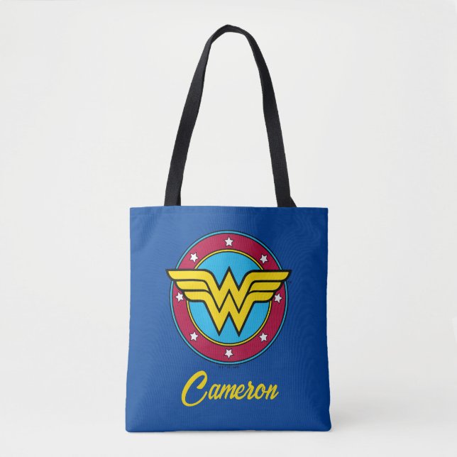 Bolso De Tela Mujer Maravilla | Logo Círculo y Estrellas (Anverso)