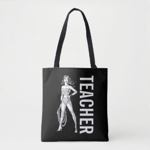 Bolso De Tela Mujer Maravilla Pose Blanco y Negro