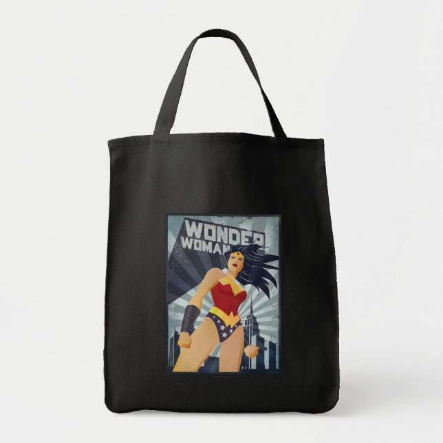 Bolso De Tela Mujer Maravilla Retro City Sunburst (Frente)