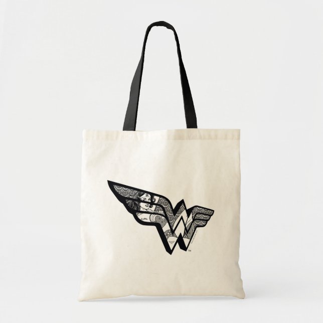 Bolso De Tela Mujer Maravilla Sentada Con Logo De Anglage (Frente)
