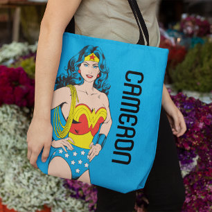 Bolso De Tela Mujer Maravilla Vintage Pose con Lasso
