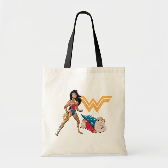 Bolso De Tela Mujer Maravilla y PB (Frente)