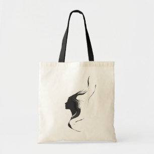 Bolso De Tela Mujer mínima abstracta cara con pelo de línea de a