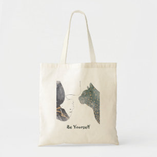 Bolso De Tela Mujer mirando al gato Tote Bags