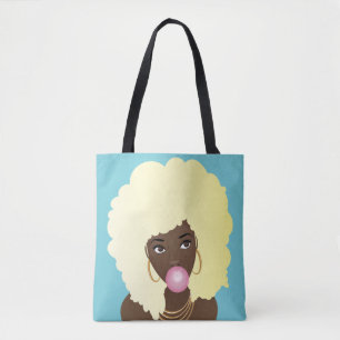 Bolso De Tela Mujer negra, África rubia, búbano rosado, azul