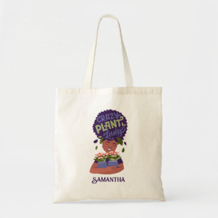 Bolso De Tela Mujer Negra Crazy Plant Lady, Abrazando plantas