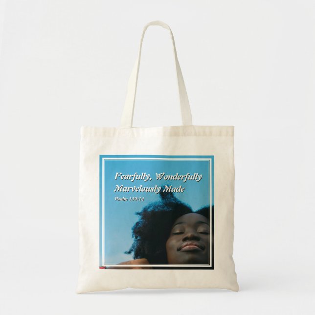 Bolso De Tela MUJER negra cristiana TEMIENTEMENTE MARAVILLOSA (Frente)
