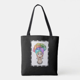 Bolso De Tela Mujer negra en un turbante colorido