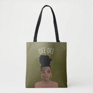 Bolso De Tela Mujer negra, tonos dorados y bollo alto, verde oli
