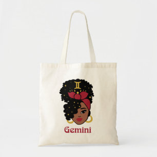 Bolso De Tela Mujer negra Zodiac Gemini