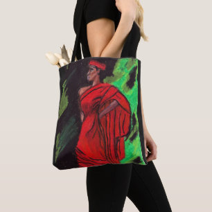 BOLSO DE TELA MUJER NEGRO EN ROJO
